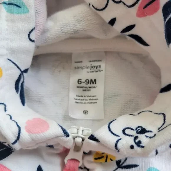 Simple Joys by Carters Baby Girls Floral Jacket 6 9 Months Pink White - Picture 10 of 10